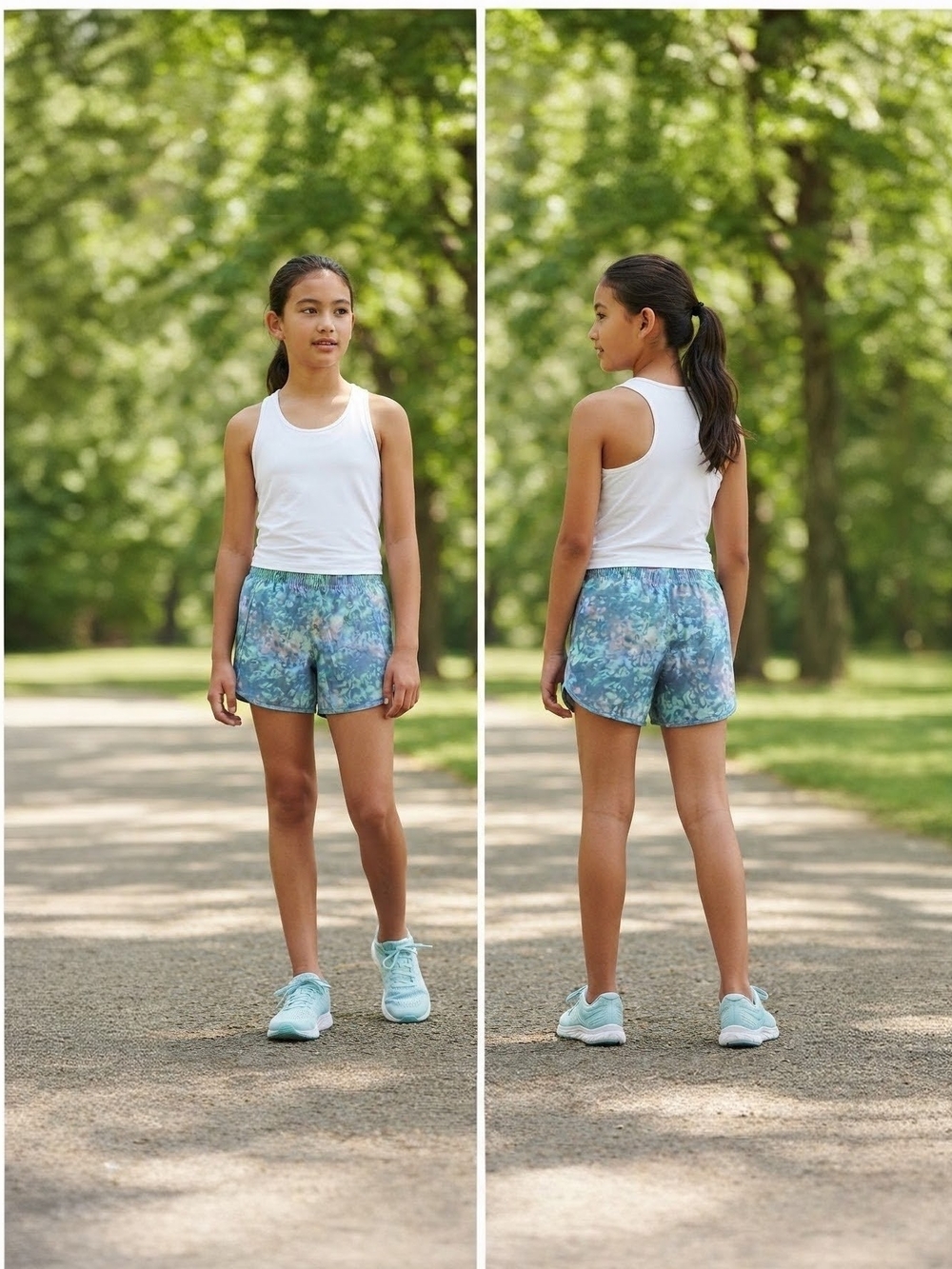 All in Motion Girls' Performance Shorts Fun Abstract Print - Sz L (10-12)